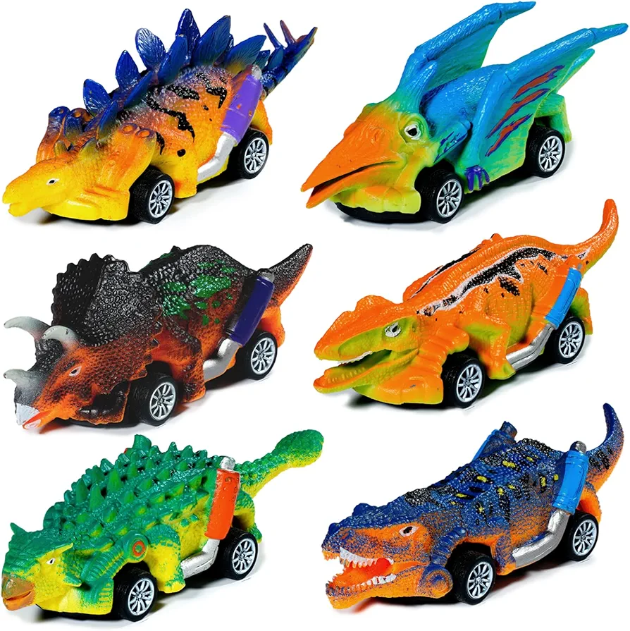 Dinosaur Toys 6 Pcs Pull Back Cars Dinosaur Toys for Kids 3-5 Toddler Boy Toys Age 3 4 5 and Up Dinosaur Car Toys for 3-7 Year Old Boys Girls Dinosaur Games Birthday Easter Gifts for Kids Party Favors