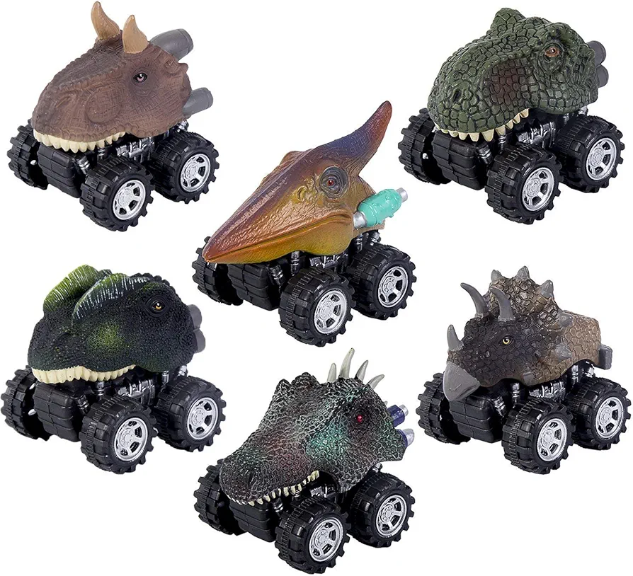 Dinosaur Toys, Pull Back Dinosaur Cars, Creative Gifts for 3-12 Year Old Boys Girls, 6-Pack (Dinosaur)