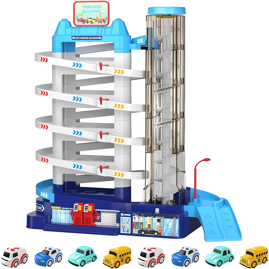 Car Track Race Garage Parking Adventure Toy Gifts 3 4 5 6 7 8 9 Years Old Boys Girls Toddlers, Preschool Car Games Gift Toys for Kids Vehicle Playsets