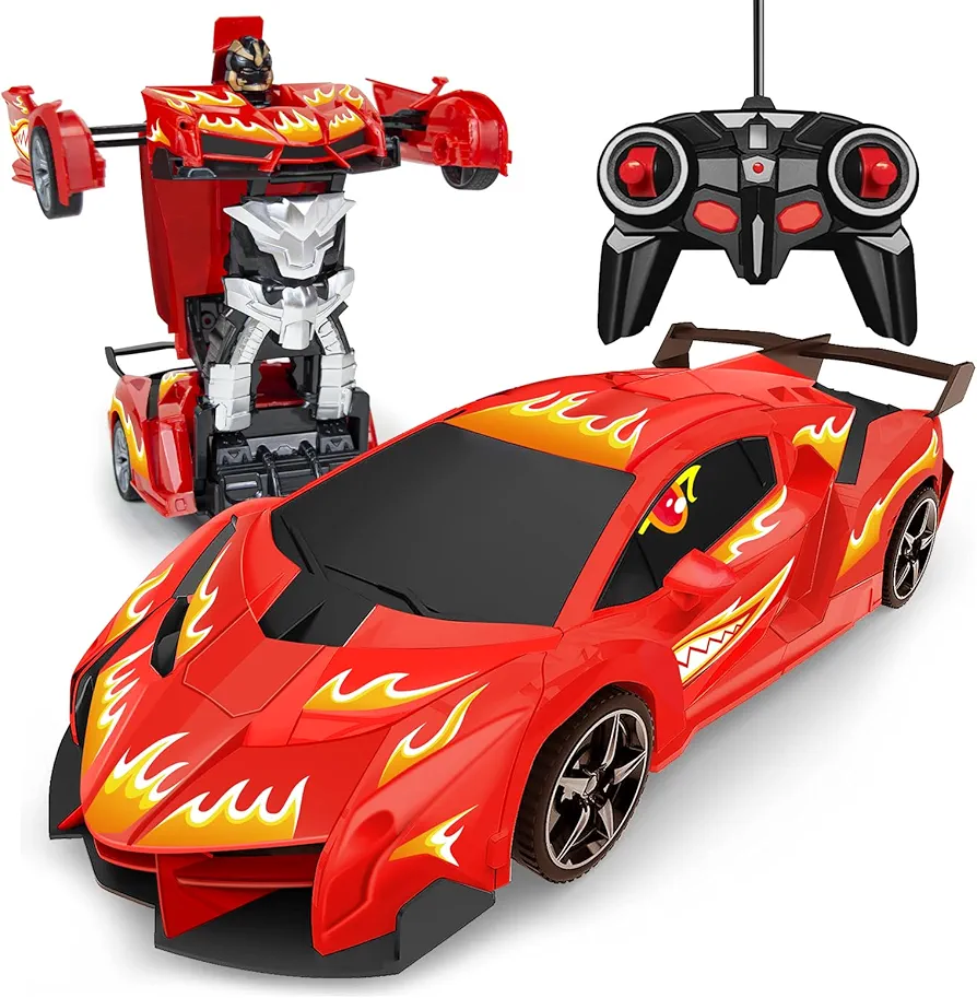 Remote Control Car, Toy for 3-8 Year Old Boys, RC Transformation Robot Car Toy with One-Button Deformation & 360°Rotating Robot RC Car Birthday Gifts for Age 3 4 5 6 7 8-12 Years Old Kids Boys Girls