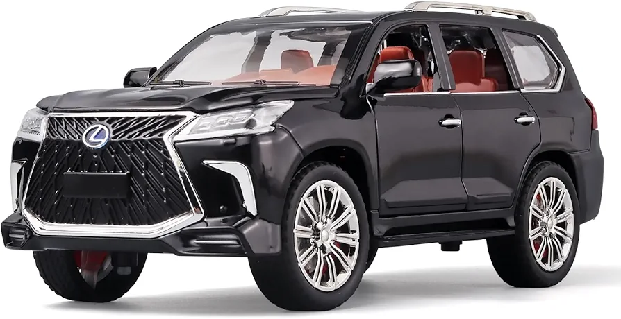 Toy Cars Lexus 570 Boys Big Off-Road SUV Model Car，1/24 Diecast Metal Car Toys ，with Lights Sound and Pull Back Toy Car，Toy Cars for Boys Age 4-7（Black）