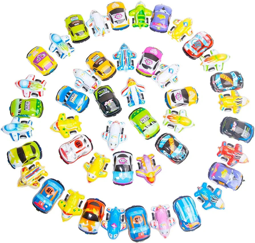 46 Pcs Mini Pull Back Planes and Pull Back Cars for Toddlers Boys and Girls, Pull Back Racing Vehicles Set for Kids, Bulk Toys Treasure Box Toys for Classroom Prizes, Party Favors, Pinata Fillers