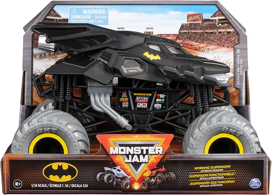 Monster Jam, Official Batman Monster Truck, Collector Die-Cast Vehicle, 1:24 Scale, Kids Toys for Boys Ages 3 and up