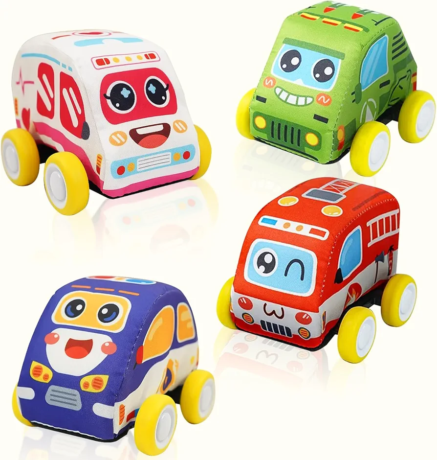 MYREBABY Car Toys 1 Year Old Boy, 6 to 12-18 Months Soft Baby Toys, Soft Baby Playset Pull Back Car Car Set, Suitable for 1 2 3 Years Old Boys Girls Baby Toddler Birthday Gift Toys