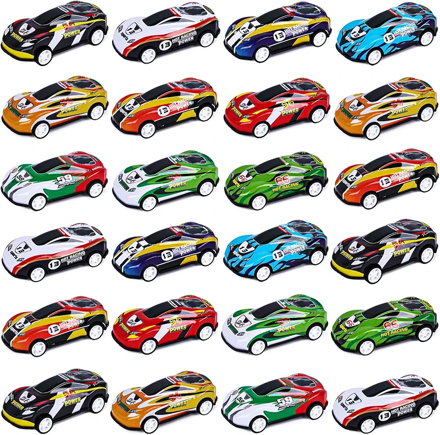 Shindel 24PCS Pull Back Toy Cars, Race Car Toys Mini Vehicle Toys for Kids Party Favors Birthday Gifts Goodie Bag Stuffers