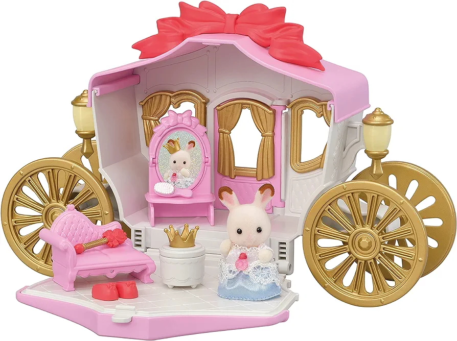 Calico Critters Royal Carriage Set - Dollhouse Playset & Vehicle with Doll and Accessories Included. Your Fairytale Adventure Awaits!