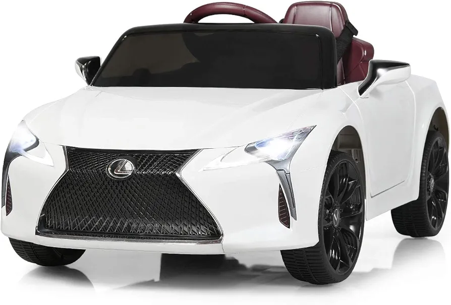 Costzon Ride on Car, Licensed Lexus LC500, 12V Battery Powered Car w/Remote Control, 3 Speed, LED Lights, Horn, MP3&USB, Slow Start, Spring Suspension, Electric Vehicle for Boys& Girls (White)