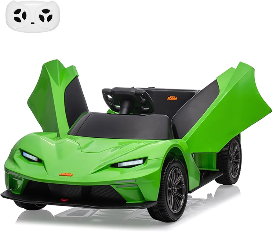 Ride On Car, Licensed KTM 12V Electric Sports Car with Remote Control, Battery Powered Sports Car, Sound System, Scissor Doors, Seat Belt for Boys Girls