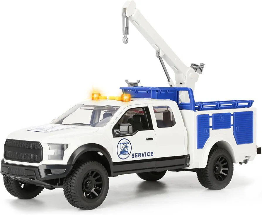 SASBSC Toy Trucks Crane Pickup Model Car Town Service Vehicle Cars for Boys Ages 4-7, Big Pickup Truck with Sound and Lights for Kids Age 3+, Car Toys for Boys & Girls Christmas and Birthday Gift