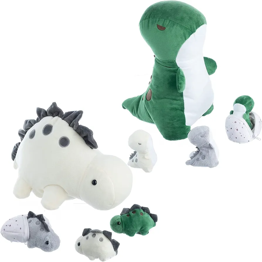 PixieCrush Snugababies Dinosaur (Stegosaurus) Stuffed Animals for Girls Bundle with Snugababies Dinosaur (T-Rex) Stuffed Animals for Girls Ages 3 4 5 6 7 8 Years,Toy Pillows for Girls