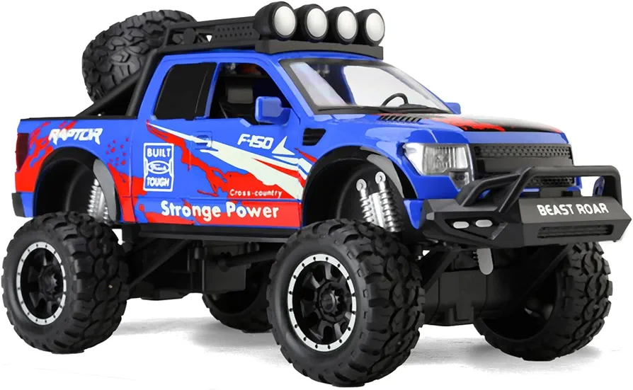 SASBSC Pickup Toy Trucks for 3+ Year Olds F150 Raptor Truck Toys Plastic Toy Cars for Kids with Light and Sound Friction Powered Big Trucks for Boys Girls Ages 3-8 Birthday (Blue)