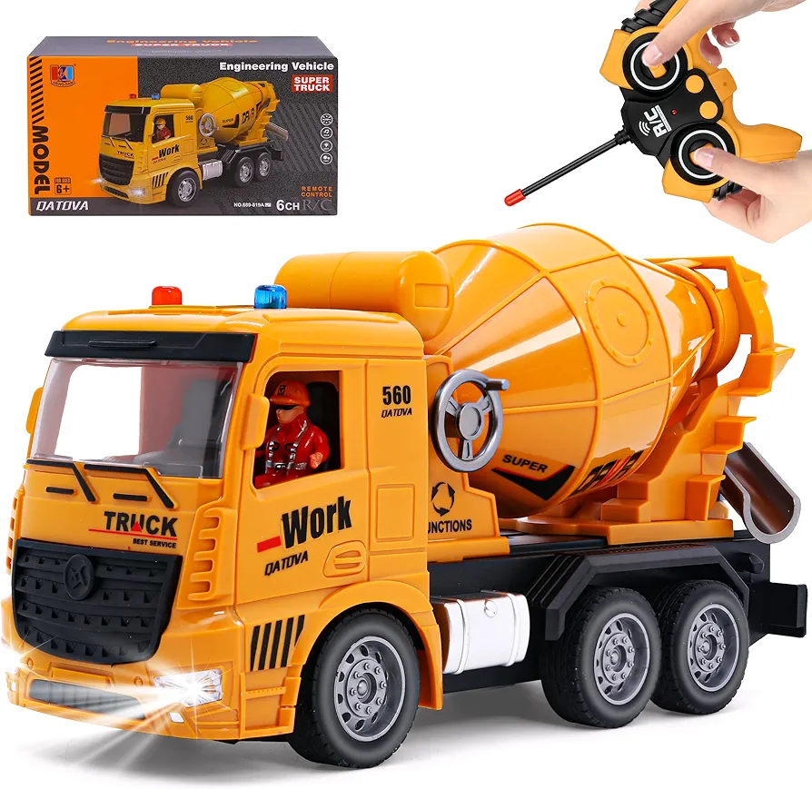 YAYYAY Toddler Trucks Toys for Kids 3-5 - Remote Control Cement Mixer Truck with Lights and Sounds, Kids Boy Toys Vehicle for Boys Age 6-8 9-12, RC Car Boy Toys Birthday