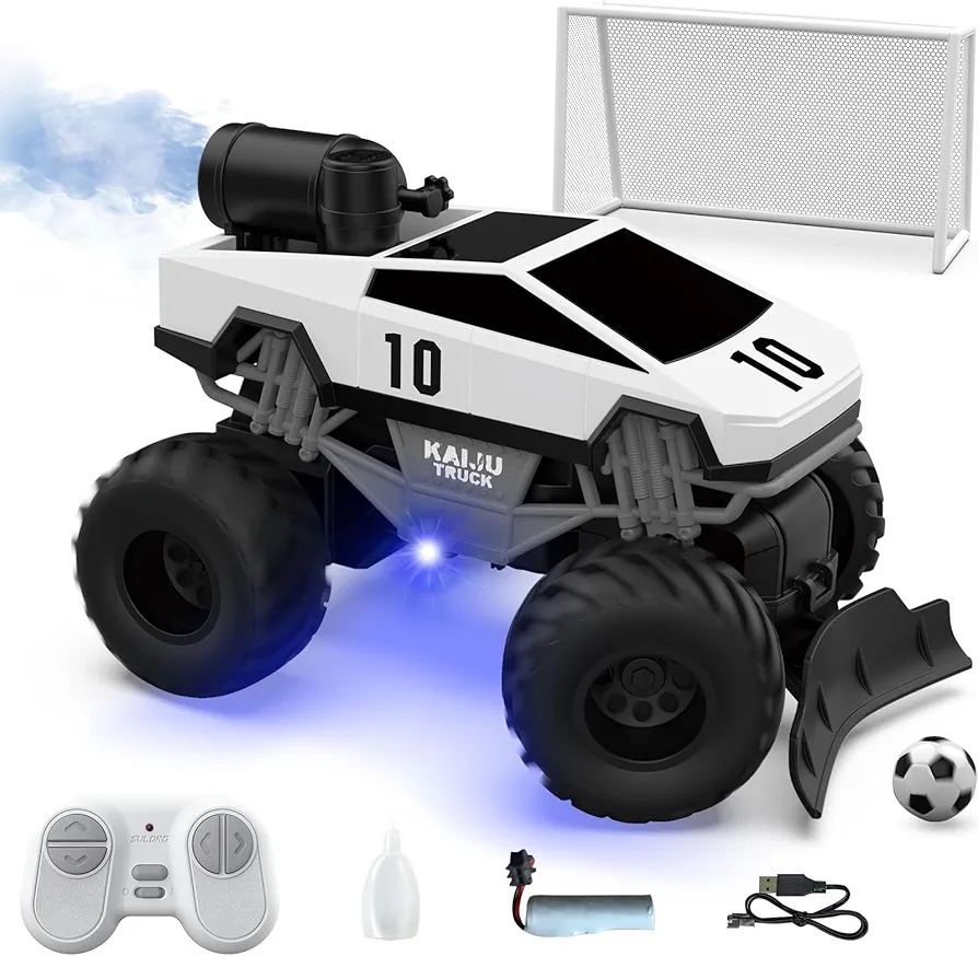 Remote Control Car, RC Cybertruck 1:24 Scale with Spray, 2.4Ghz LED Light RC Cars, Remote-Control Toy Vehicle for Boys Age 4-12, Christmas Birthday Gift