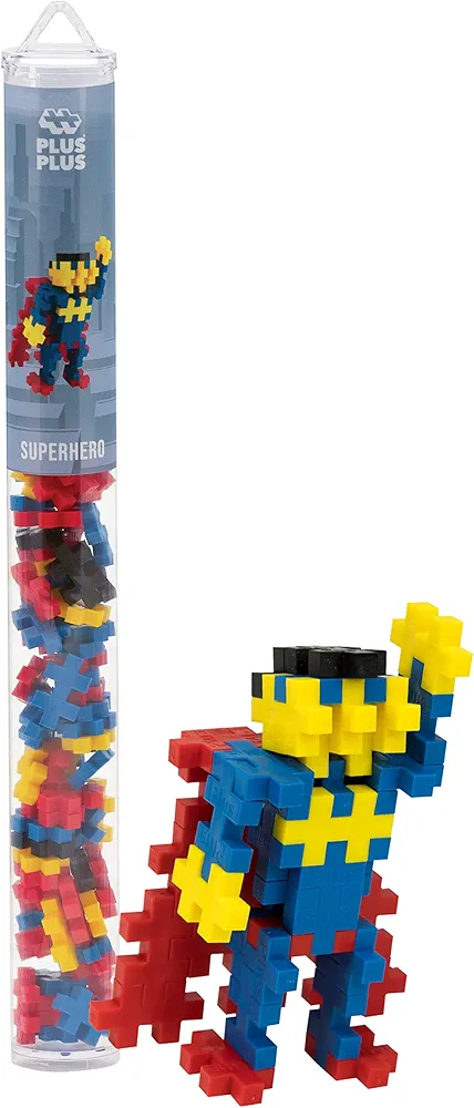 PLUS PLUS - Superhero - 70 Piece Tube, Construction Building Stem/Steam Toy, Kids Mini Puzzle Blocks