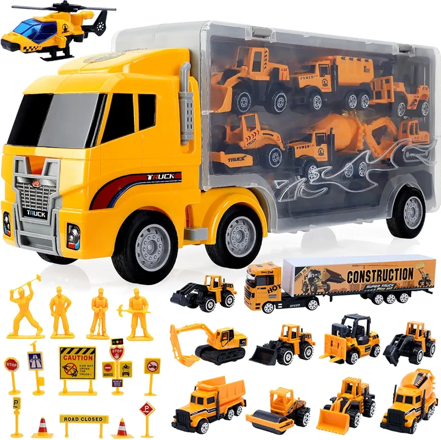 Toys for Boys,25 Pcs Engineering Die-cast Construction Car Toddler Toys for 3 Year Old Boys Vehicles Gifts Kids Toys for Age 3 4 5 6 7 Year Old Boys