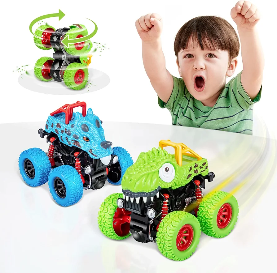 LODBY Dinosaur Toys for 2 3 4 5 Year Old Boys , Pull Back Vehicles Toys Monster Truck for Toddler Boys Age 2-4-6, Dino Cars for Kids 3-5 Year Old Christmas Birthday Gifts