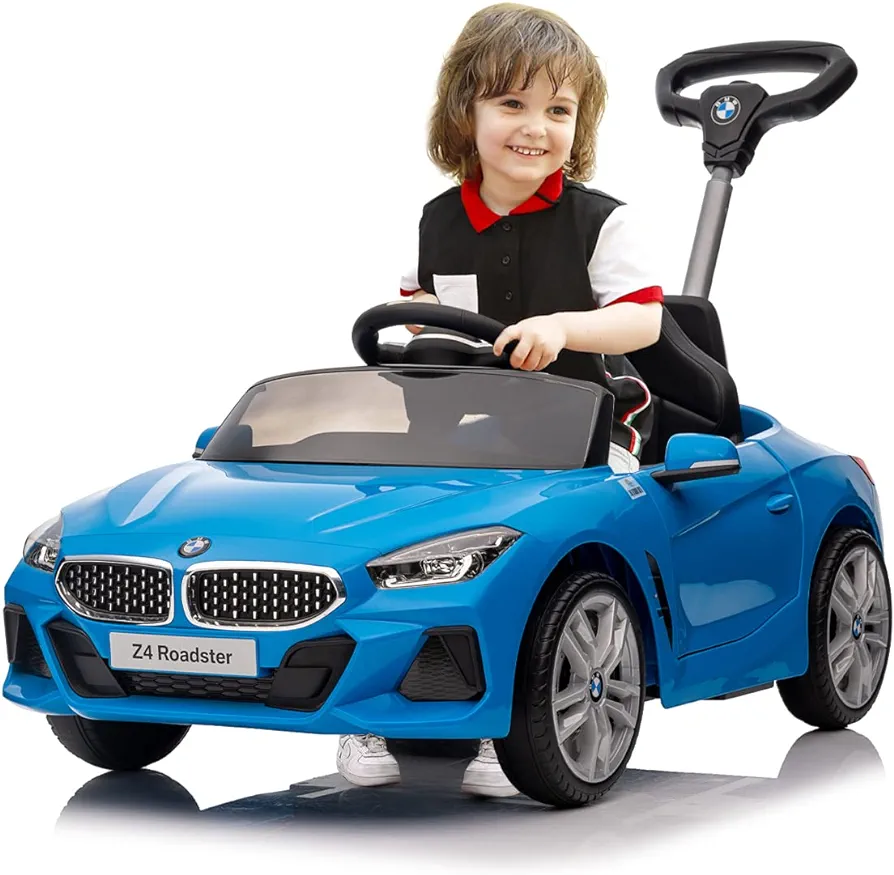 Kids' Push Ride-Ons Push Ride-on Car for Toddlers 1-5, Licensed BMW Z4 Toddler Push Car with Adjustable Push Rod/Horn Music/Silent Wheel, Push Car for Baby (Blue)