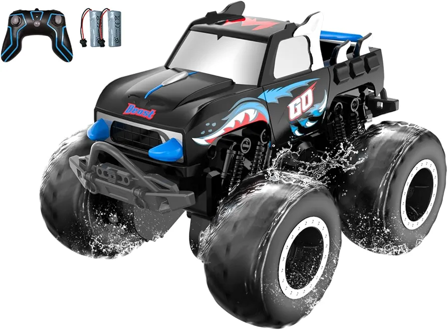 Amphibious Remote Control Car 2.4 1:20 GHz All Terrain Off-Road RC Car Pool Toys Remote Control Boat Gifts for Kids Boys Blue