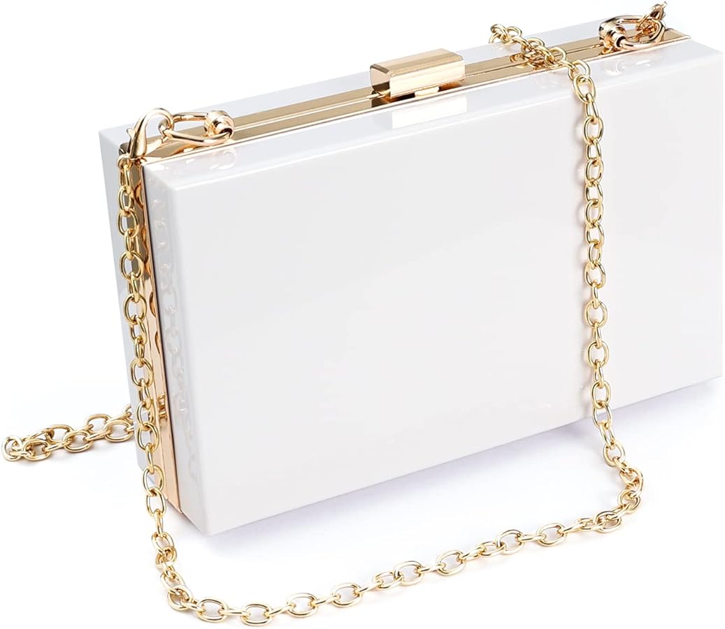 WJCD Clear Purse for Women Acrylic Clear Clutch Bag,acrylic Purses Clear Clutch Purse Shoulder Handbag with Removable Chain