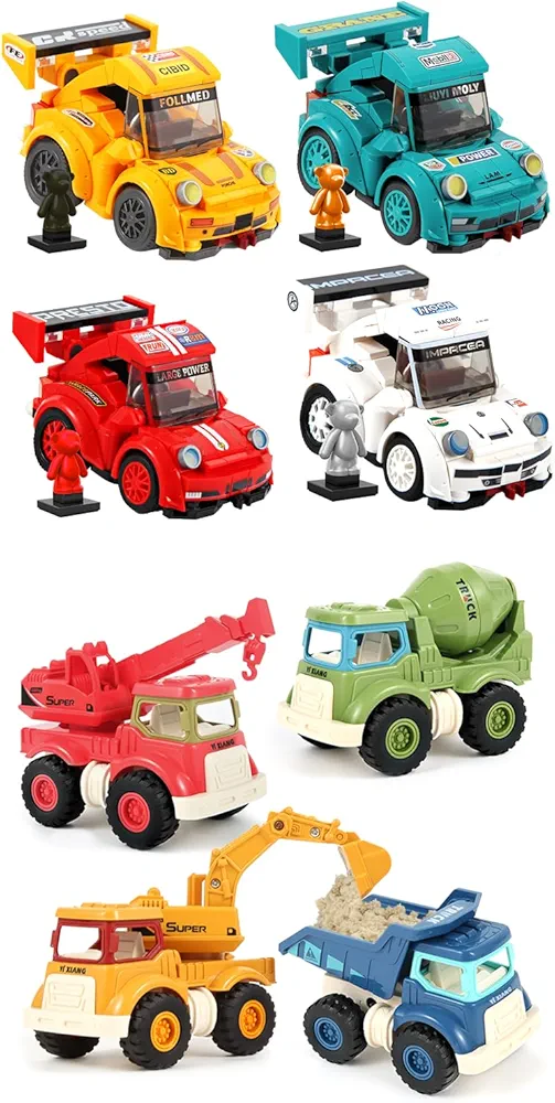 STEM Toys for Boys Girls 6-8 8-10 10-12 Years Old, Race Car Building Blocks Set with Bear Driver,Construction Toys for 1 2 3 4 5 Years Old Boys Girls Kids Toddlers