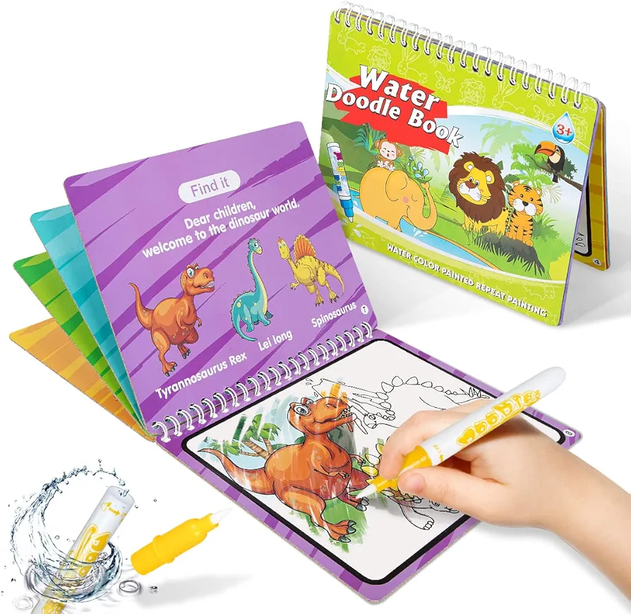 HahaGift Toys for 1 2 3 Year Old Boys Girls Gift, Magic Water Drawing Book Dinosaur Toys for Kids 3-5, Educational Learning Toys for Toddlers 1-3, Best Birthday Gifts for 3 2 1 Year Old Kids !