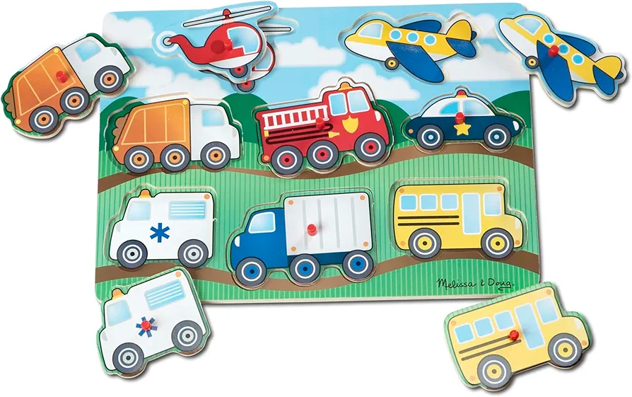 Melissa & Doug Vehicles Wooden Peg Puzzle (8 pcs)