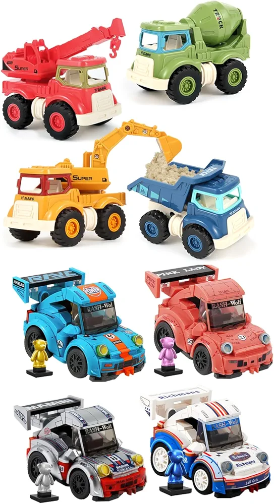 STEM Toys for Boys Girls 6-8 8-10 10-12 Years Old, Race Car Building Blocks Set with Bear Driver,Construction Toys for 1 2 3 4 5 Years Old Boys Girls Kids Toddlers