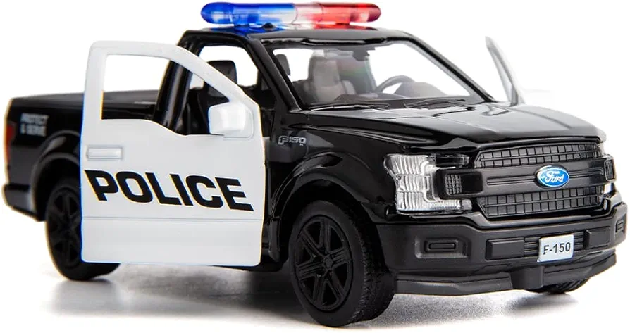 BDTCTK 1/36 Scale Compatible for Ford F150 Pickup Truck Police Car Model, Zinc Alloy Die-Cast Pull Back Vehicles Kid Toys for Boy Girl Gift (Black)