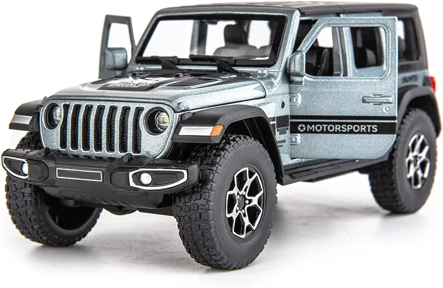 Compatible for 7 Door Wrangler Toy Car 1/32 Die-cast Pull Back Model Car with Sound and Light Toy Vehicle Cars for Kids Ages 4-8 Festival Gift Silver Car