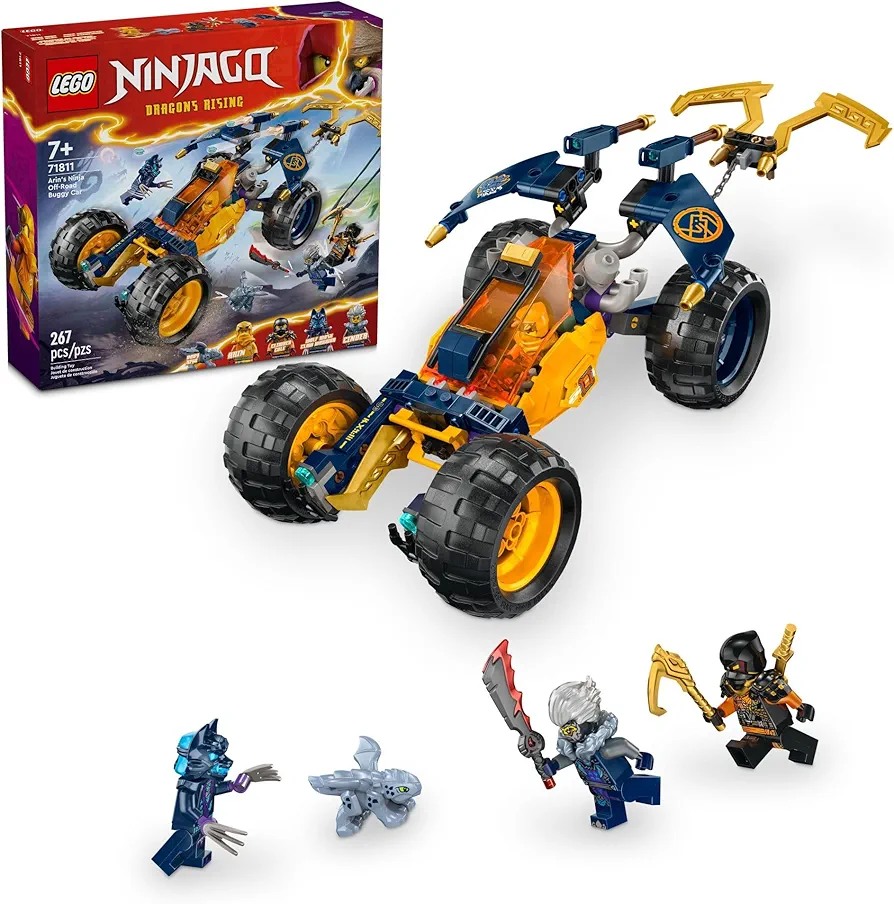 LEGO NINJAGO Arin’s Ninja Off-Road Buggy Car Toy with 4 Minifigures, Building Set for Kids with Dragon Toy from The NINJAGO Dragons Rising TV Show, Birthday Gift for 7 Year Old Boys and Girls, 71811