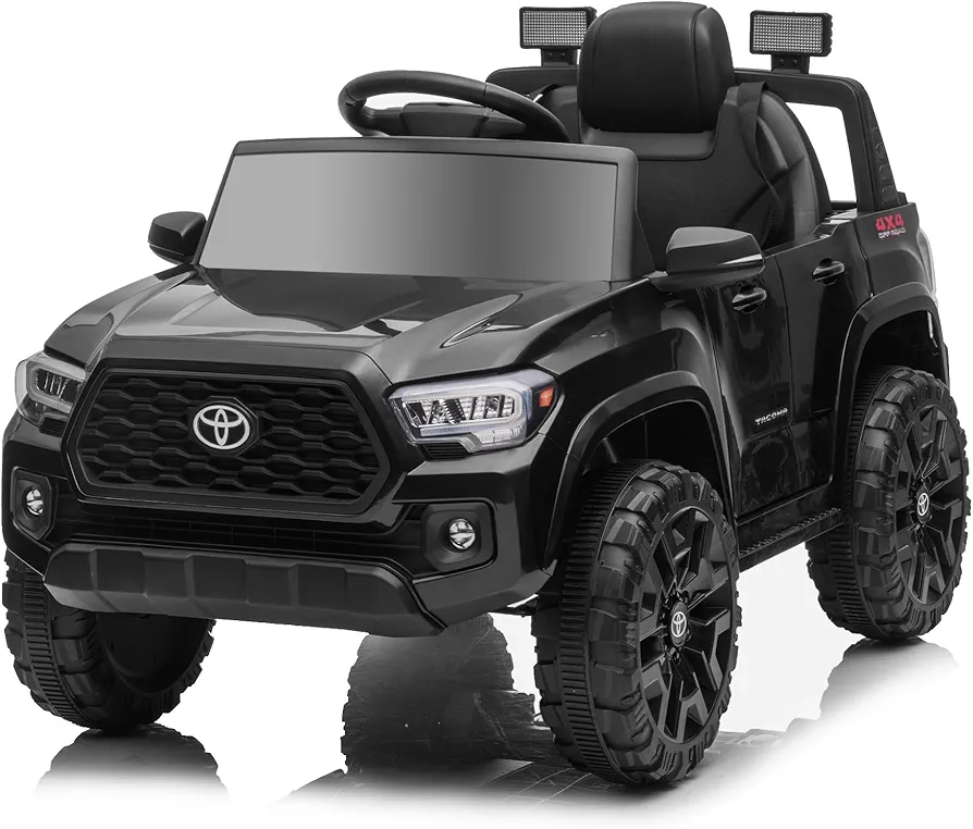 12V Kids Ride on Truck, Licensed Toyota Tacoma Ride on Car for Kids, Battery Powered Electric Vehicle with Remote Control, 3 Speeds, Spring Suspension, Music & FM, Black