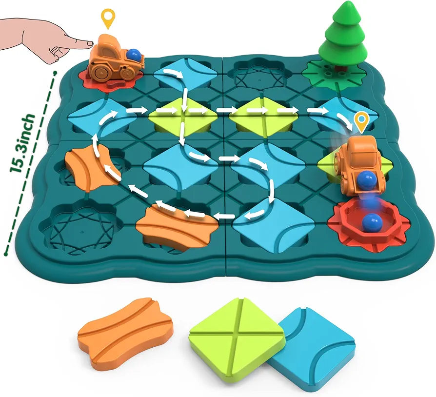 Kids Toys STEM Board Games - Logic Road Builder Brain Teasers Puzzles for 3 to 4 5 6 7 Year Old Boys Girls, Educational Montessori Birthday Gifts for Ages 4-8 Preschool Classroom Learning