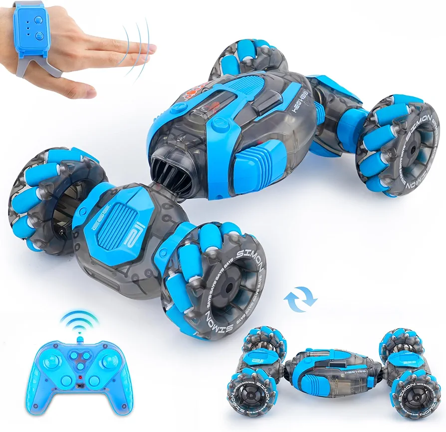 Gesture Sensing RC Stunt Car for Boys, Remote Control Toys for Kids Age 5-7, 6-8, 9 10 11 12+ Years Old Birthday Gifts, 2.4GHz Hand Controlled RC Drift Car with Light & Music, Double-Sided Driving