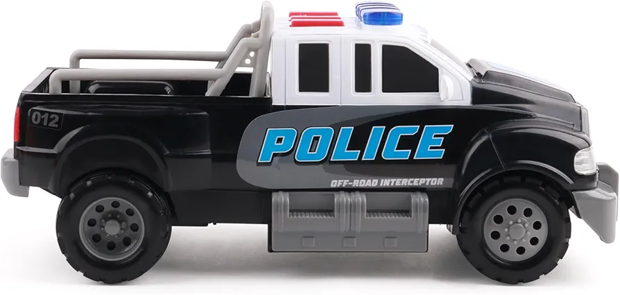 Rescue Force 12" Police Pickup Truck Toy with Realistic Lights & Sounds, Durable Construction and Batteries Included, Ages 3+