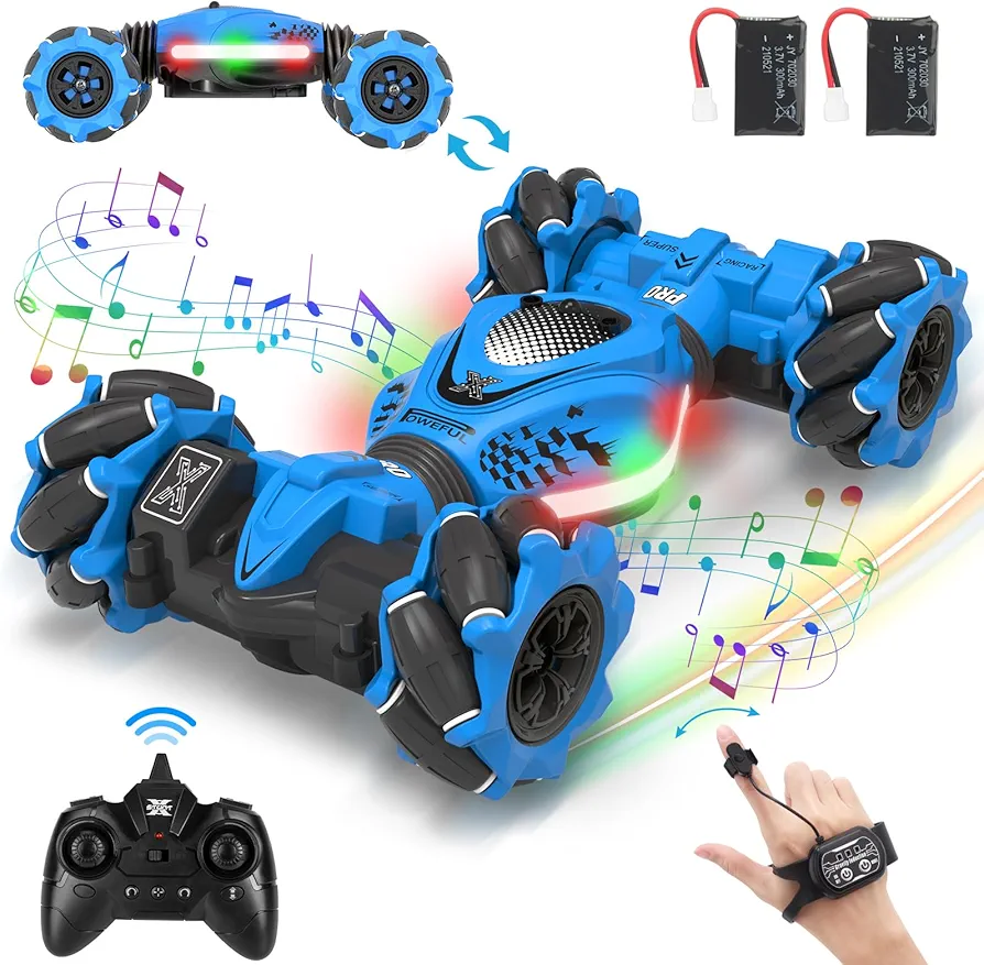 RC Car Gesture Sensing RC Stunt Car, Toys for Boys Girls 6-12, Best Gifts for Kids Boys 6 7 8 9 10 11 12 Years Old, 2.4GHz 4WD RC Cars Off-Road 360° Rotate All-Round Drift with Lights Music