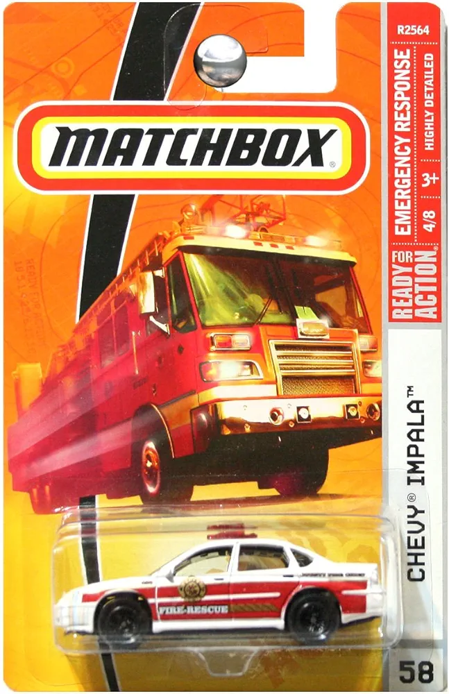 Matchbox 2009 Fire Rescue Chevy Impala # 58, Emergency Response, 1:64 Scale.