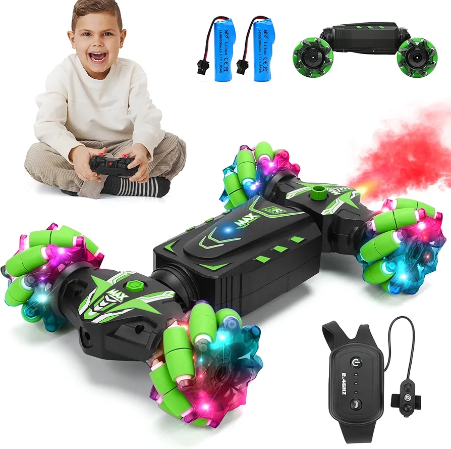 BEAURE Gesture Sensing Remote Control Car-1:12 Scale 4WD 2.4Ghz Hand Gesture RC Stunt Car with Lights Music, RC Vehicle for age boys girls 6 7 8-12, Twist RC Cars Stunt Car Toy with Spray Fog Steam