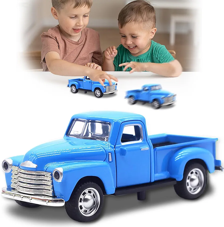 Little Blue Truck Toy for Toddlers 1-12 Years，Truck Can Drive,The Door Can Open, 1:32 Alloy Kids Car Toy for Birthday Gift，Cake Topper，Office Decoration，New Year Gift（Blue）