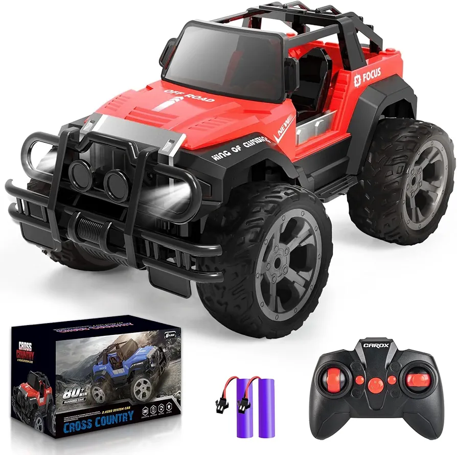 Remote Control Car for Kids-1:16Remote Control Truck with Headlight and Storage Case-160mins Playtime RC Truck for All Terrain-Red Remote Control Truck Toy for Boys Girls Kids (red)