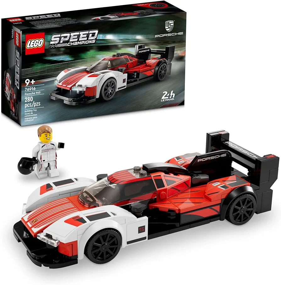 LEGO Speed Champions Porsche 963 76916, Model Car Building Kit, Racing Vehicle Toy for Kids, 2023 Collectible Set with Driver Minifigure