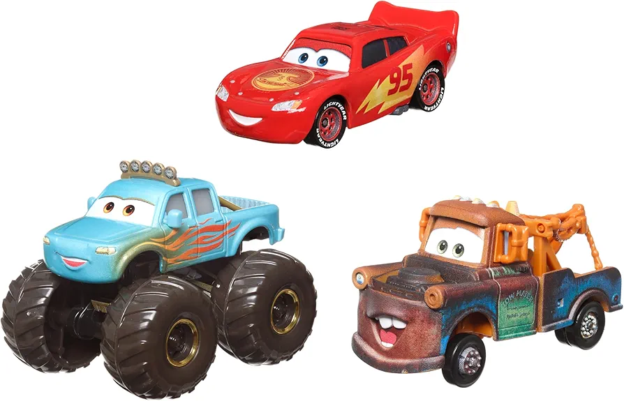 Mattel Disney Pixar Cars Mini Racers 3-Pack of Small Die-Cast Toy Cars & Trucks Inspired by Favorite Characters (Styles May Vary)