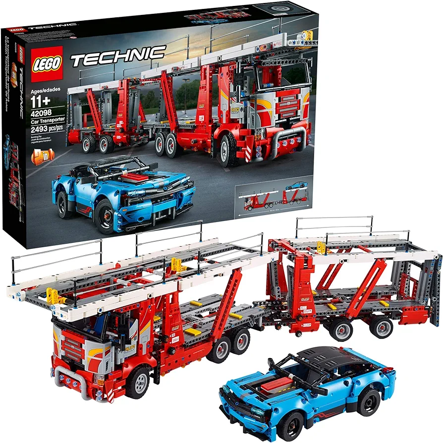 LEGO Technic Car Transporter 42098 Toy Truck and Trailer Building Set with Blue Car, Best Engineering and STEM Toy for Boys and Girls (2493 Pieces)