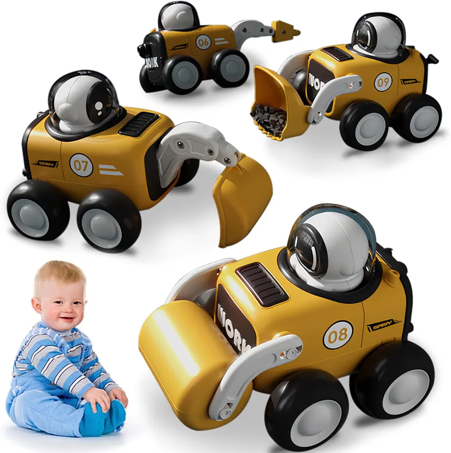 Press and Go Car Toys for Toddlers 1-3, Baby Racing Cars, Infant Play Vehicle Set, Baby Push Go Friction Car Toys for 6-9-12-18 Months, 1st Birthday Gifts for 1-2 Years Old Boys