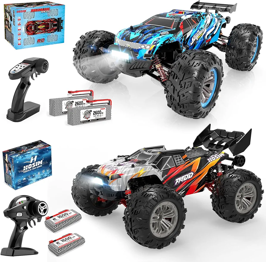 Hosim Brushless RC Cars, 1:10 68+ KMH High Speed Remote Control Car & 1:14 Fast 52+ KMH High Speed RC Truck