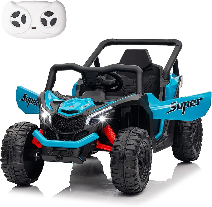 12V Kids Ride On Car,Battery Powered Ride On Toy,Electric Car for Kids Off-Road Quad Buggy UTV,Electric Ride Toy for Boys(Blue)