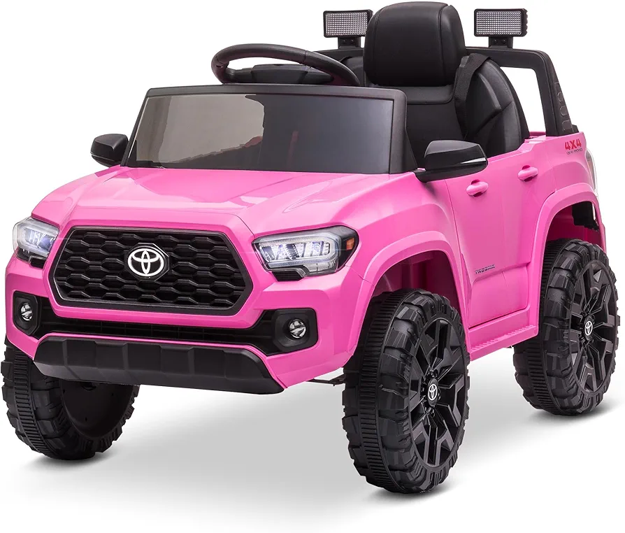 Blitzshark 12V Kids Ride on Car Licensed Toyota Tacoma Battery Powered Motorized Electric Vehicle, with Remote Control, Digital Display, Spring Suspension, Storage Space, Music &FM, Pink