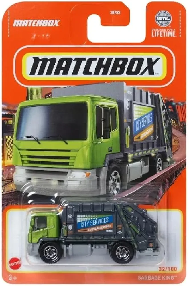 Matchbox Garbage King Green & Silver City Services 1:64 Scale Die-Cast Toy Truck