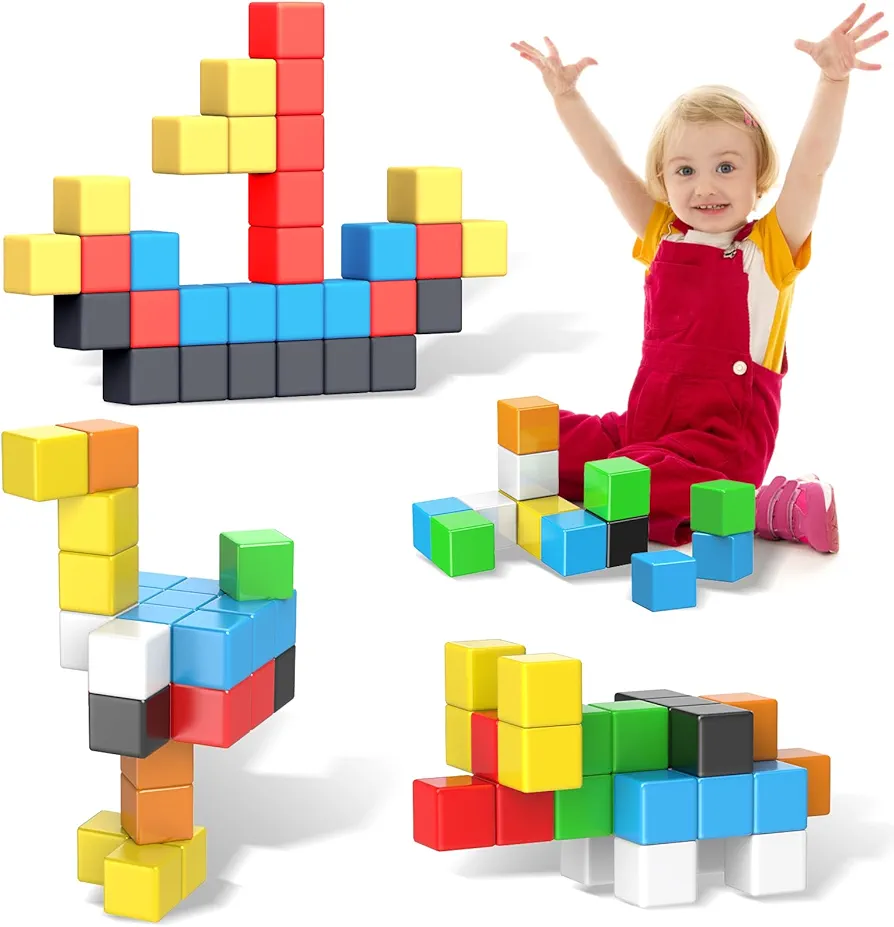 Magnetic Building Blocks Toys for Toddler Girls Boys Age 2-4 3-5 4-8 Upgraded 3D STEM Montessori Sensory Toys for Early Learning Games Birthday for 3 4 5 6 Year Old Boys Girls