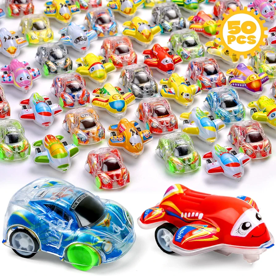 50 Pcs Toy Cars Mini Pull Back Cars, Party Favors for Kids, Small Racing Car Carnival Prizes Classroom Rewards, Pinata Stocking Goodie Bag Stuffers Birthday Toys for Girls Boys Toddler